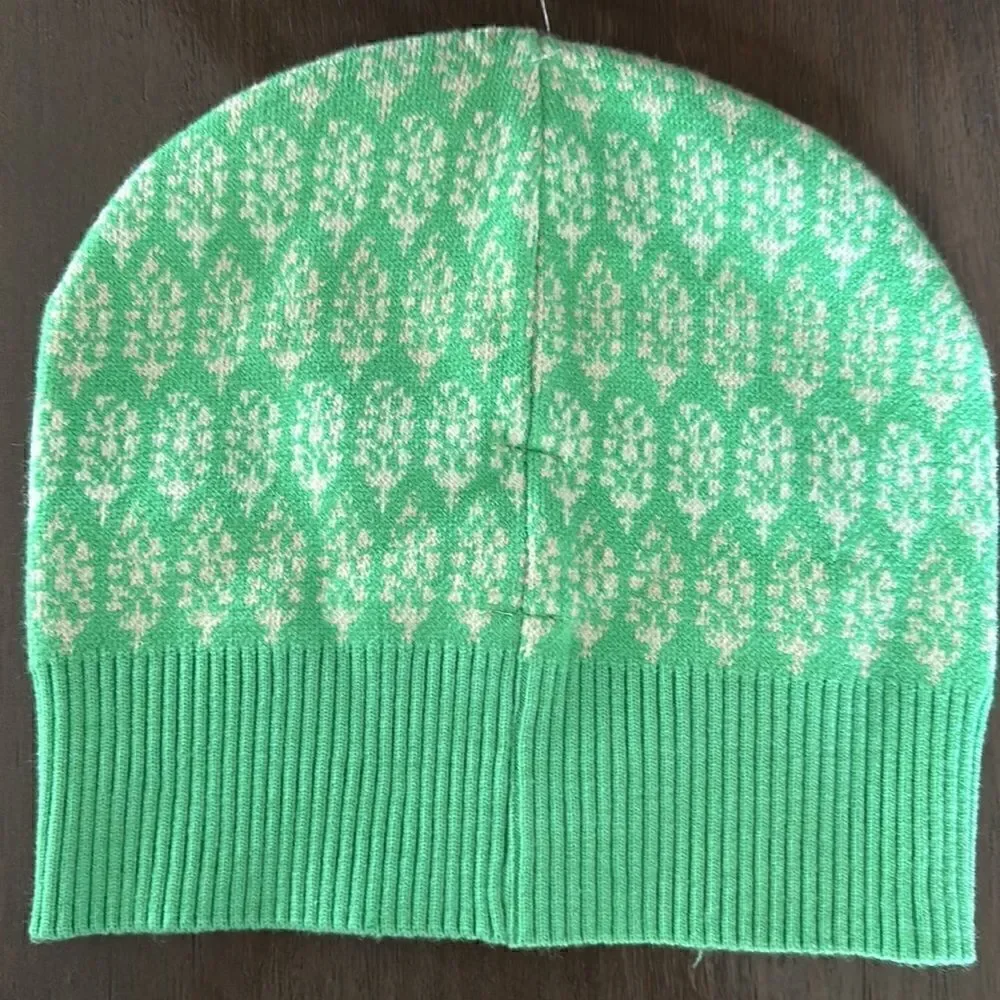 NWOT Free People Beanie Logo Printed Green Warm Streetwear Boho Trendy Ribbed OS